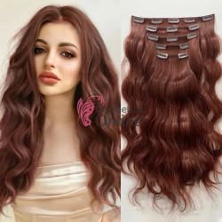 Extensie de par Full Head delux Wave de 45 cm, Roscat-Castaniu 5PC350350A#